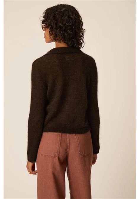 Des Petits Hauts Women's Billie Ourson Dark Brown Superfine Alpaca Polo Sweater Des Petits Hauts |  | 1H26005507177